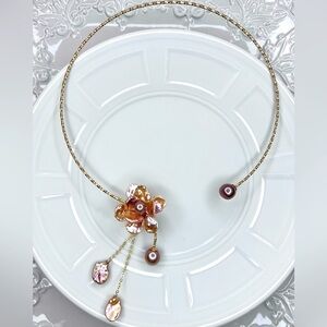 🔥 Handmade Premium Golden Freshwater Edison Keshi Pearl Collar Flower 🌺 Necklace